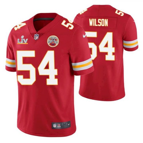Men's Kansas City Chiefs #54 Damien Wilson Red NFL 2021 Super Bowl LV Stitched Jersey